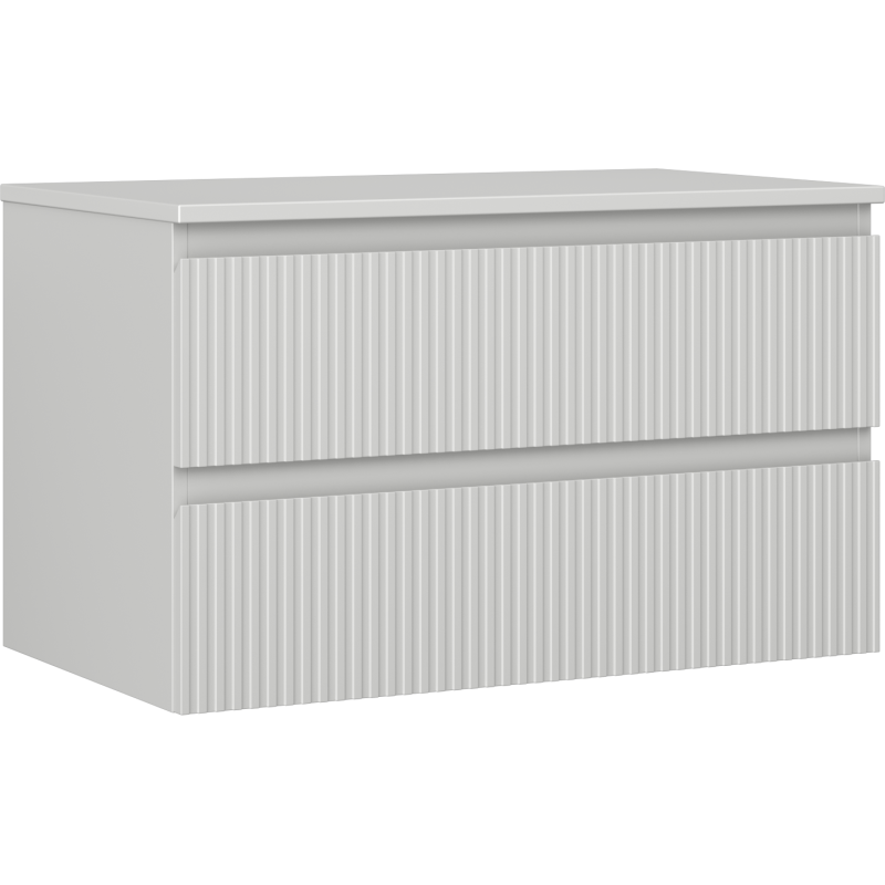 Mexen Rivel Badunterschrank 80 cm mit Arbeitsplatte, 2 Schubladen, geriffelt, graumatt - 91A20-08047-2-BFFC62
