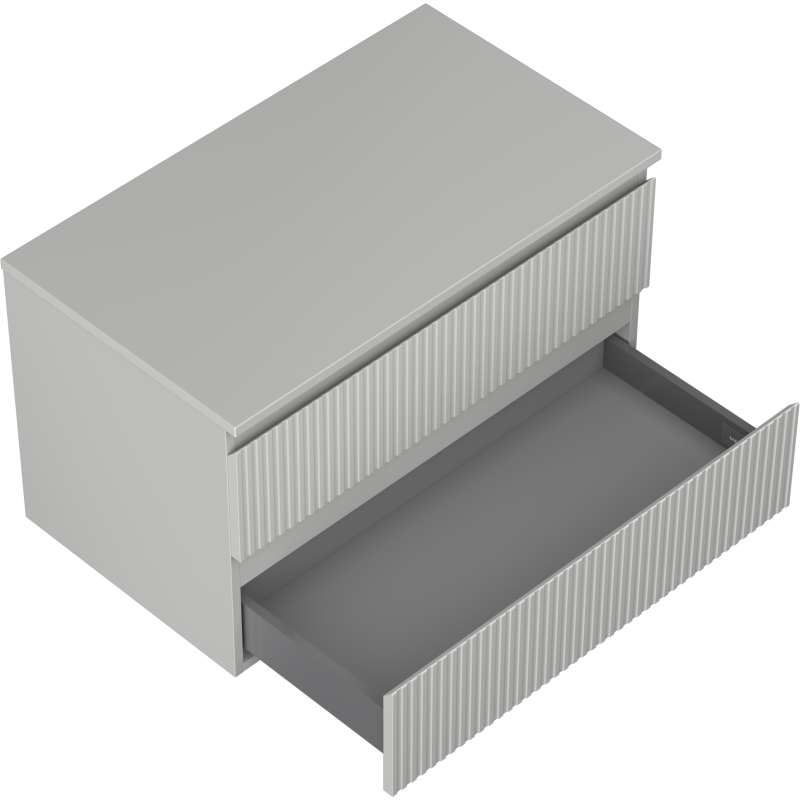 Mexen Rivel Badunterschrank 80 cm mit Arbeitsplatte, 2 Schubladen, geriffelt, graumatt - 91A20-08047-2-BFFC62