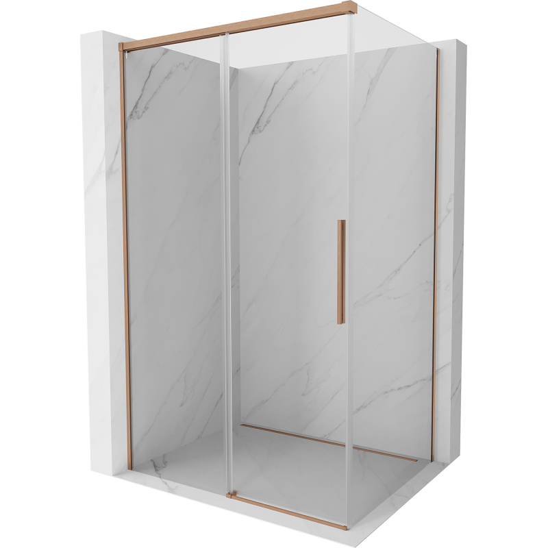 Mexen Rox Duschkabine Schiebetür 155 x 85 cm, transparent, gebürstetes Kupfer - 8C2-155-085-65-00