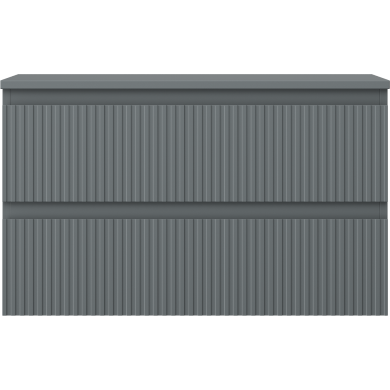 Mexen Rivel Badezimmerschrank 80 cm mit Waschbeckenunterschrank, 2 Schubladen, geriffelt, Graphit matt - 91A20-08047-2-BFFC66