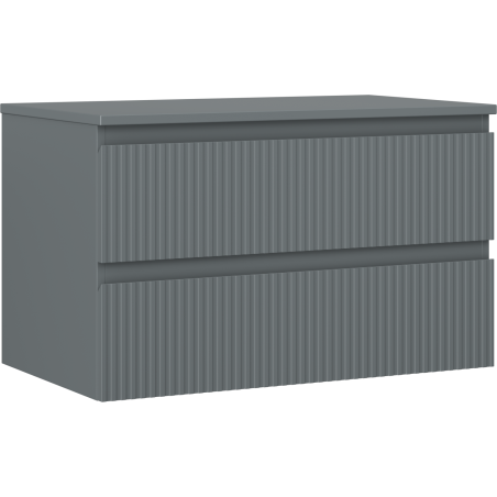 Mexen Rivel Badezimmerschrank 80 cm mit Waschbeckenunterschrank, 2 Schubladen, geriffelt, Graphit matt - 91A20-08047-2-BFFC66