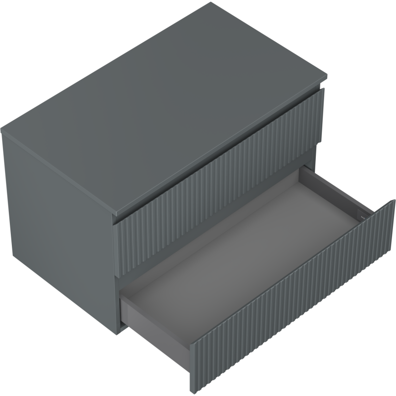 Mexen Rivel Badezimmerschrank 80 cm mit Waschbeckenunterschrank, 2 Schubladen, geriffelt, Graphit matt - 91A20-08047-2-BFFC66