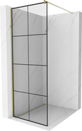 Mexen Kioto Duschwand Walk-in 80 x 200 cm, schwarzes Gitter 8 mm, gold - 800-080-101-50-77