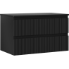 Mexen Rivel Badezimmerschrank 80 cm mit Waschbeckenplatte, 2 Schubladen, geriffelt, schwarz matt - 91A20-08047-2-BFFC71