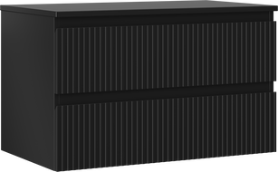 Mexen Rivel Badezimmerschrank 80 cm mit Waschbeckenplatte, 2 Schubladen, geriffelt, schwarz matt - 91A20-08047-2-BFFC71