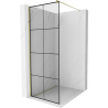 Mexen Kioto Duschwand Walk-in 90 x 200 cm, schwarzes Gitter 8 mm, gold - 800-090-101-50-77