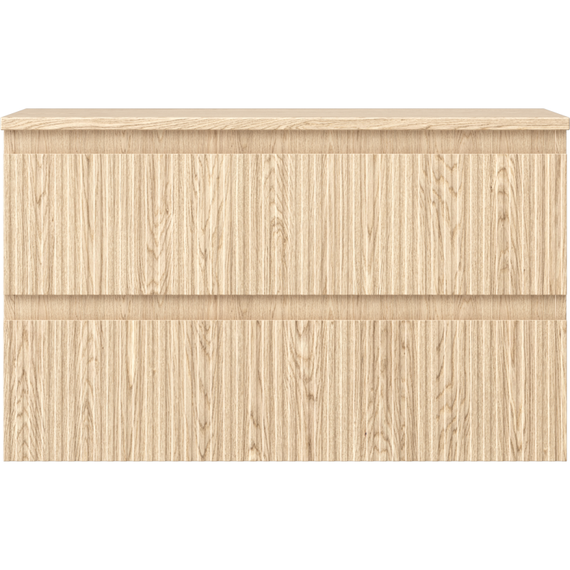 Mexen Rivel Badezimmer-Unterschrank 80 cm mit Arbeitsplatte, 2 Schubladen, geriffelt, Eiche - 91A20-08047-2-BFFC81