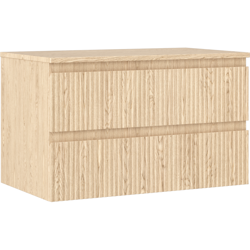 Mexen Rivel Badezimmer-Unterschrank 80 cm mit Arbeitsplatte, 2 Schubladen, geriffelt, Eiche - 91A20-08047-2-BFFC81