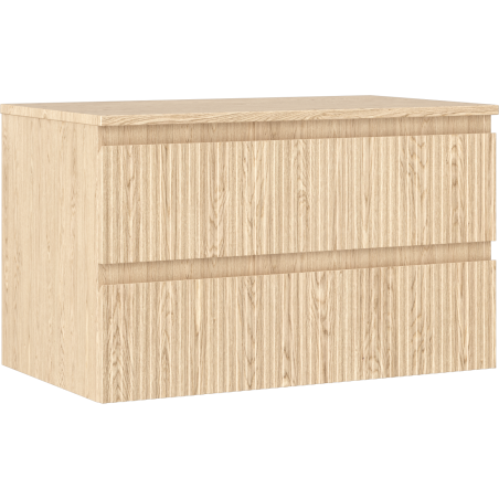 Mexen Rivel Badezimmer-Unterschrank 80 cm mit Arbeitsplatte, 2 Schubladen, geriffelt, Eiche - 91A20-08047-2-BFFC81