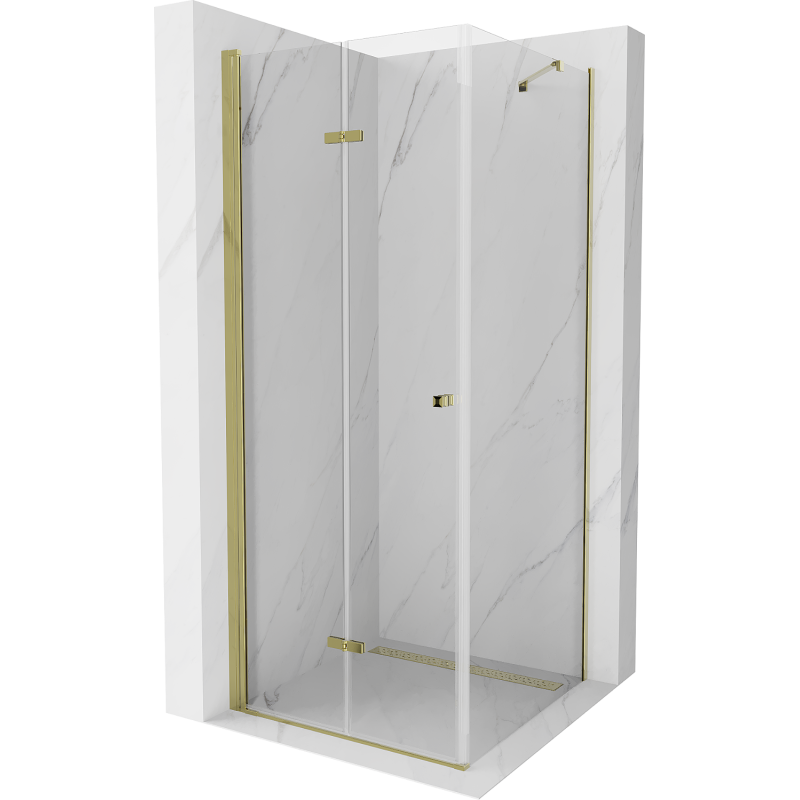 Mexen Lima faltbare Duschkabine 100 x 100 cm, transparent, gold - 856-100-100-50-00