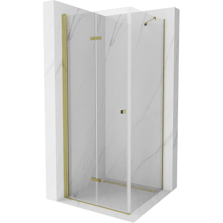 Mexen Lima faltbare Duschkabine 100 x 100 cm, transparent, gold - 856-100-100-50-00