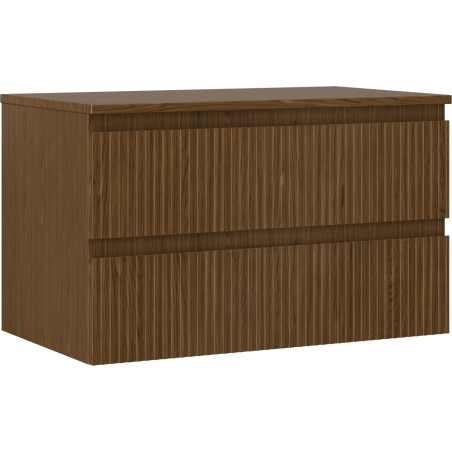Mexen Rivel Badezimmerunterschrank 80 cm mit Platte, 2 Schubladen, geriffelt, Nussbaum - 91A20-08047-2-BFFC86