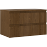 Mexen Rivel Badezimmerunterschrank 80 cm mit Platte, 2 Schubladen, geriffelt, Nussbaum - 91A20-08047-2-BFFC86
