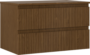 Mexen Rivel Badezimmerunterschrank 80 cm mit Platte, 2 Schubladen, geriffelt, Nussbaum - 91A20-08047-2-BFFC86