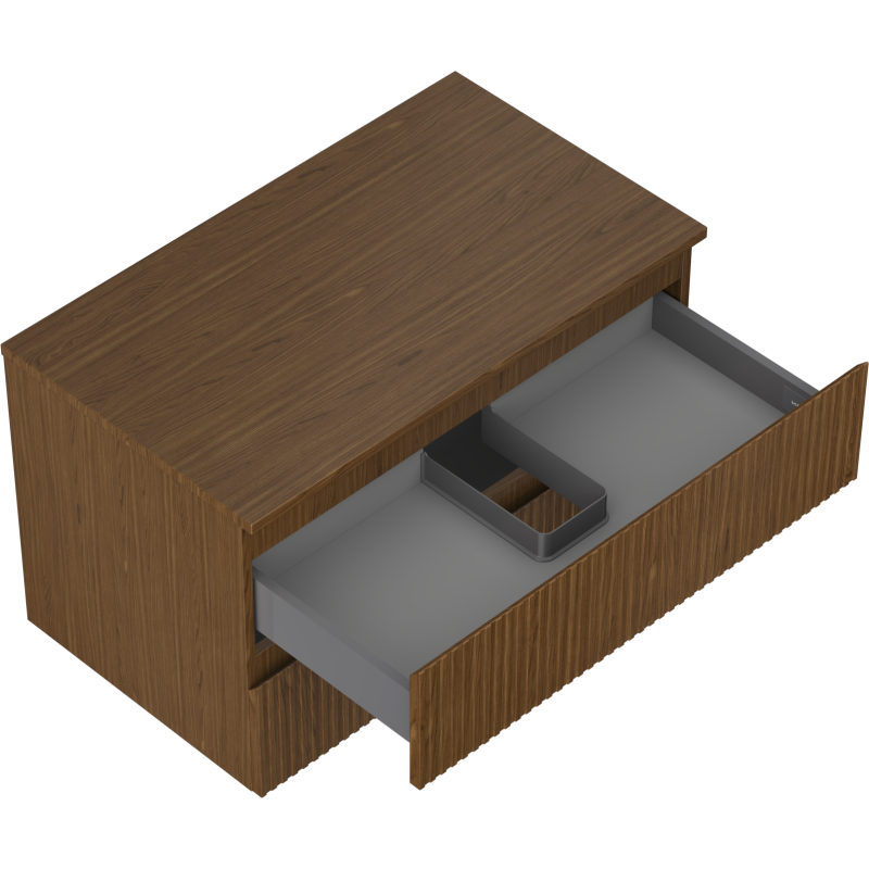 Mexen Rivel Badezimmerunterschrank 80 cm mit Platte, 2 Schubladen, geriffelt, Nussbaum - 91A20-08047-2-BFFC86