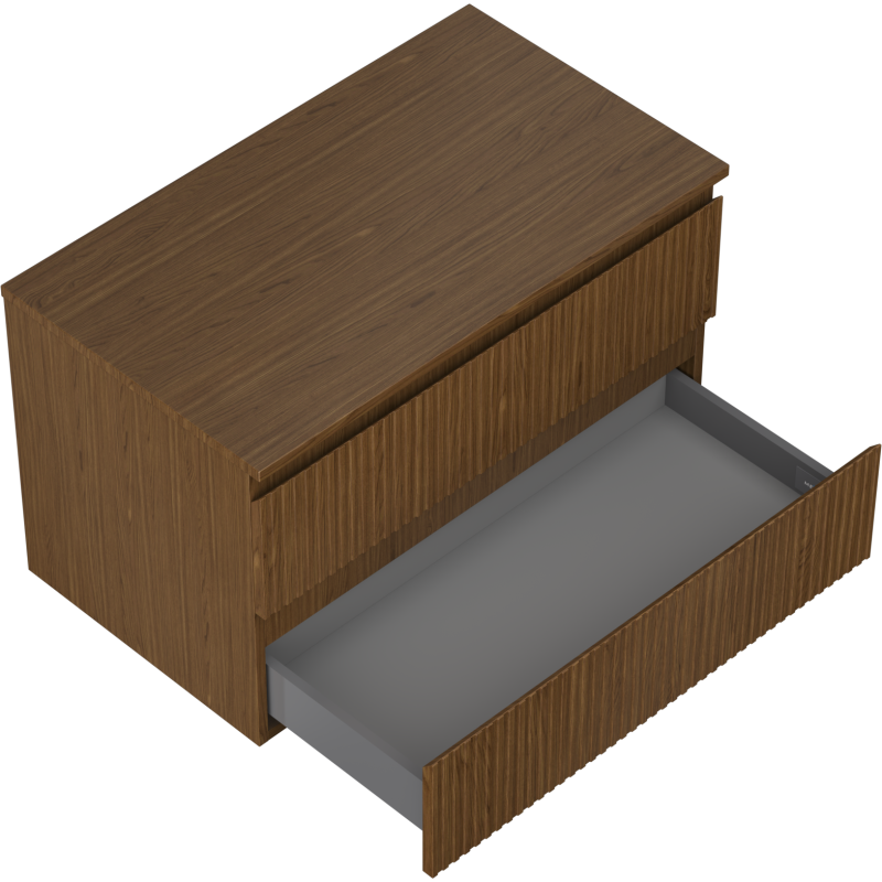 Mexen Rivel Badezimmerunterschrank 80 cm mit Platte, 2 Schubladen, geriffelt, Nussbaum - 91A20-08047-2-BFFC86