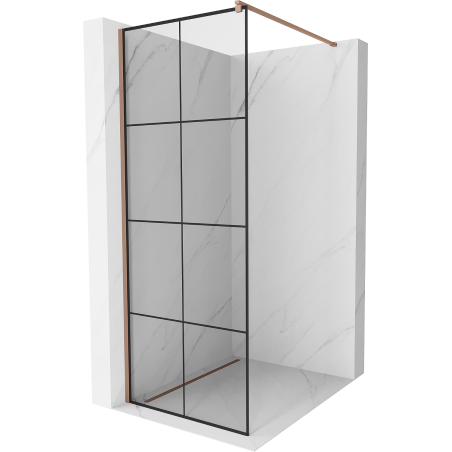 Mexen Kioto Duschwand Walk-in 80 x 200 cm, schwarzes Gitter 8 mm, Roségold - 800-080-101-60-77