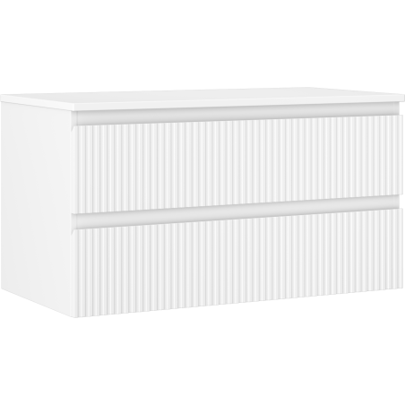 Mexen Rivel Unterschrank für das Badezimmer 90 cm mit Arbeitsplatte, 2 Schubladen, geriffelt, mattweiß - 91A20-09047-2-BFFC01