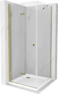 Mexen Lima faltbare Duschkabine 70 x 70 cm, transparent, gold + Flat-Duschwanne - 856-070-070-50-00-4010