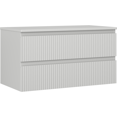 Mexen Rivel Badezimmerschrank unter Waschbecken 90 cm mit Arbeitsplatte, 2 Schubladen, geriffelt, grau matt