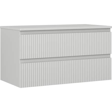 Mexen Rivel Badezimmerschrank Unterschrank 90 cm mit Arbeitsplatte, 2 Schubladen, geriffelt, grau matt - 91A20-09047-2-BFFC62
