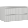 Mexen Rivel Badezimmerschrank unter Waschbecken 90 cm mit Arbeitsplatte, 2 Schubladen, geriffelt, grau matt