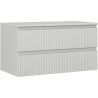 Mexen Rivel Badezimmerschrank Unterschrank 90 cm mit Arbeitsplatte, 2 Schubladen, geriffelt, grau matt - 91A20-09047-2-BFFC62