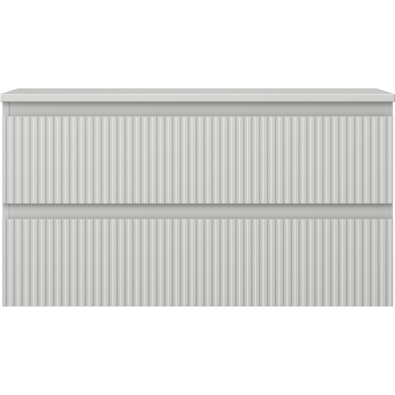 Mexen Rivel Badezimmerschrank unter Waschbecken 90 cm mit Arbeitsplatte, 2 Schubladen, geriffelt, grau matt