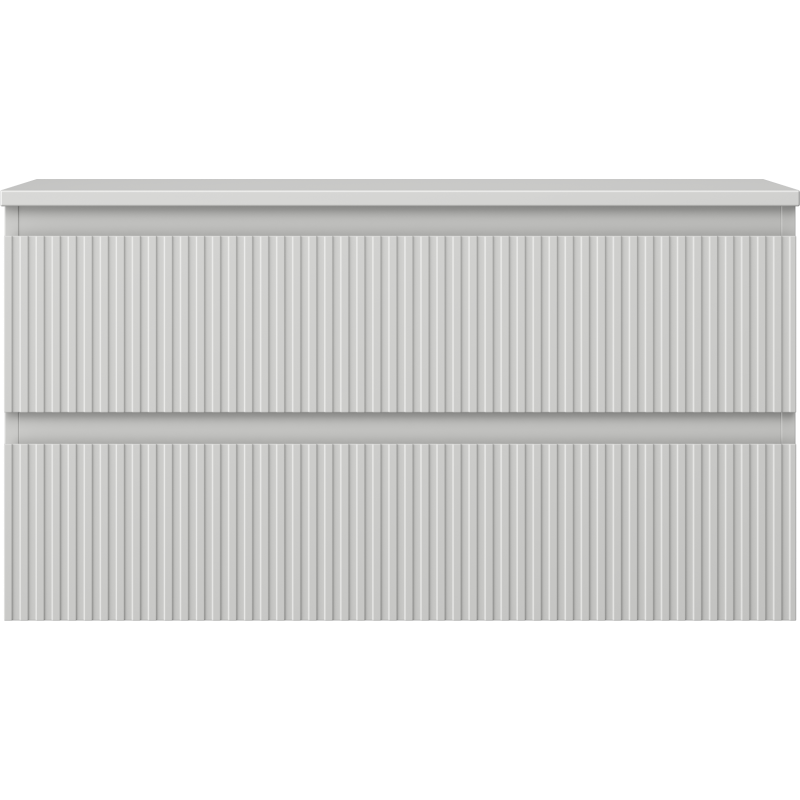 Mexen Rivel Badezimmerschrank Unterschrank 90 cm mit Arbeitsplatte, 2 Schubladen, geriffelt, grau matt - 91A20-09047-2-BFFC62