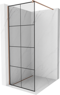 Mexen Kioto Walk-in Duschwand 90 x 200 cm, schwarzes Gitter 8 mm, Roségold - 800-090-101-60-77