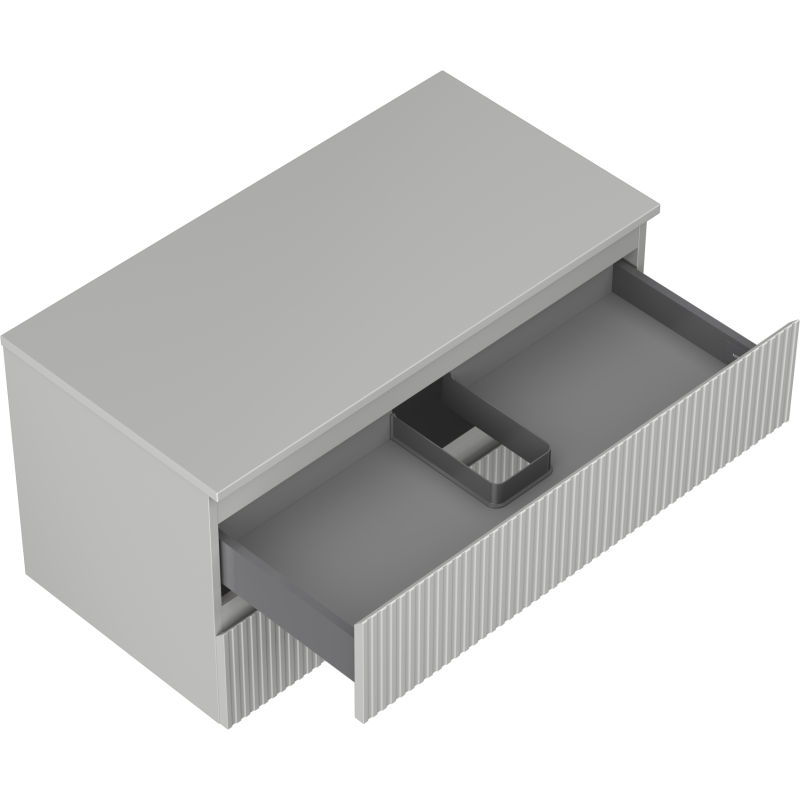 Mexen Rivel Badezimmerschrank Unterschrank 90 cm mit Arbeitsplatte, 2 Schubladen, geriffelt, grau matt - 91A20-09047-2-BFFC62