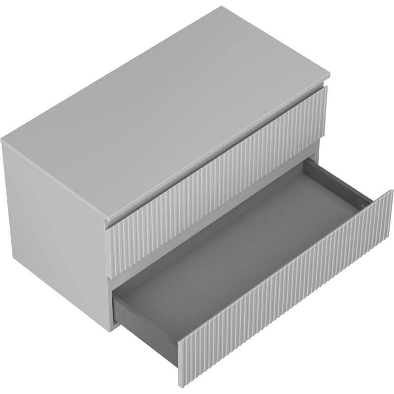 Mexen Rivel Badezimmerschrank Unterschrank 90 cm mit Arbeitsplatte, 2 Schubladen, geriffelt, grau matt - 91A20-09047-2-BFFC62