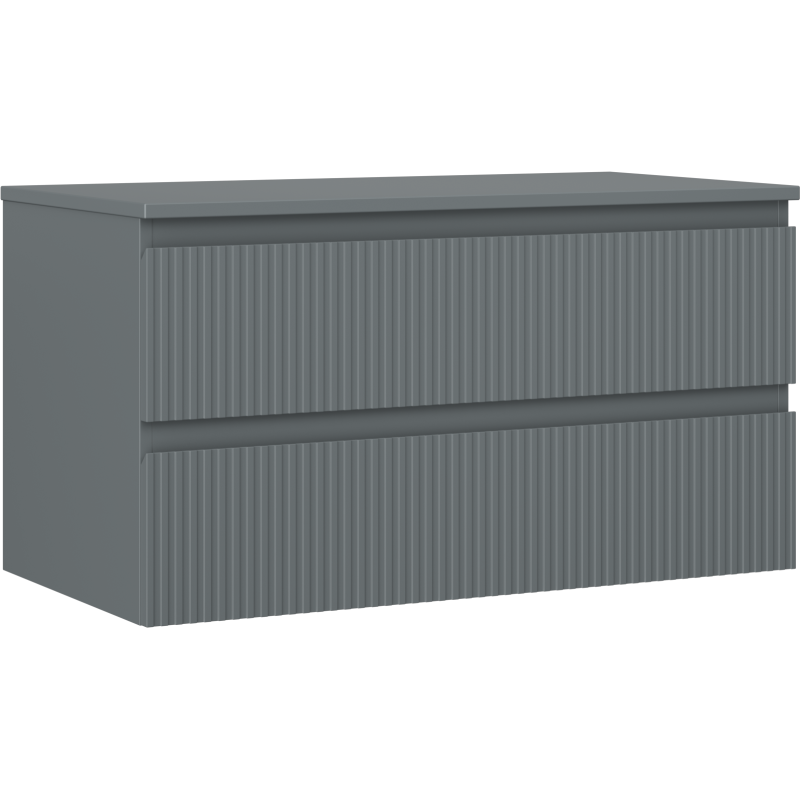 Mexen Rivel Badezimmerschrank 90 cm mit Arbeitsplatte, 2 Schubladen, gerillt, Graphit Matt - 91A20-09047-2-BFFC66