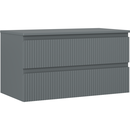 Mexen Rivel Badezimmerschrank 90 cm mit Arbeitsplatte, 2 Schubladen, gerillt, Graphit Matt - 91A20-09047-2-BFFC66