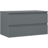 Mexen Rivel Badezimmerschrank 90 cm mit Arbeitsplatte, 2 Schubladen, gerillt, Graphit Matt - 91A20-09047-2-BFFC66
