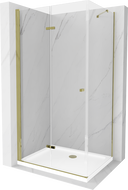 Mexen Lima faltbare Duschkabine 70 x 90 cm, transparent, gold + Flat Duschwanne - 856-070-090-50-00-4010