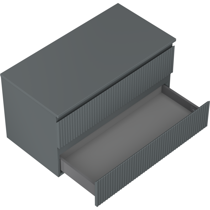Mexen Rivel Badezimmerschrank 90 cm mit Arbeitsplatte, 2 Schubladen, gerillt, Graphit Matt - 91A20-09047-2-BFFC66