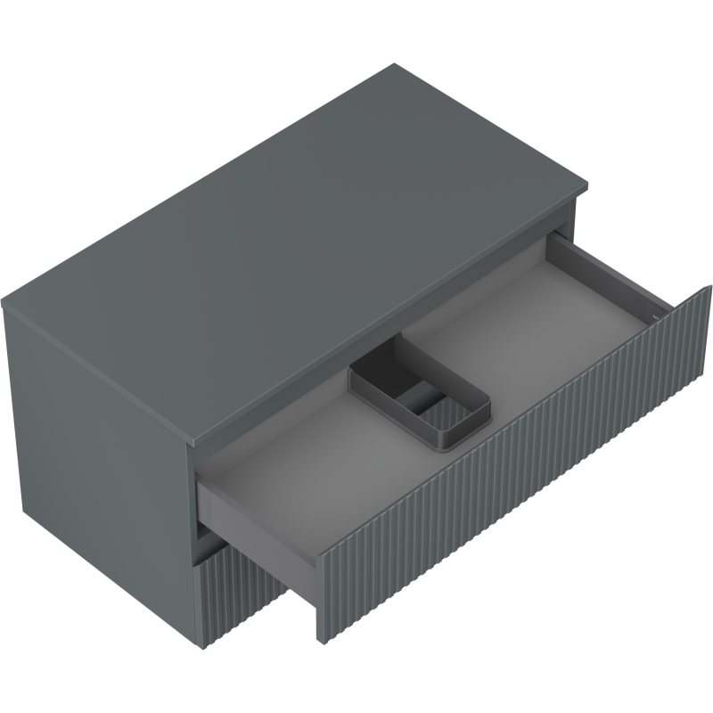 Mexen Rivel Badezimmerschrank 90 cm mit Arbeitsplatte, 2 Schubladen, gerillt, Graphit Matt - 91A20-09047-2-BFFC66