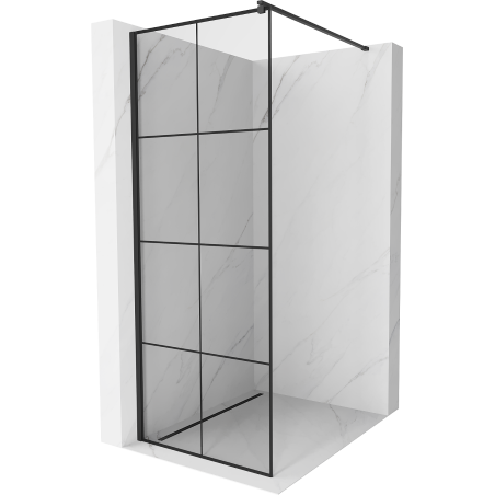Mexen Kioto Duschwand Walk-in 70 x 200 cm, schwarzes Gitter 8 mm, schwarz - 800-070-101-70-77
