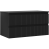 Mexen Rivel Waschtisch-Unterschrank 90 cm mit Platte, 2 Schubladen, geriffelt, schwarz matt - 91A20-09047-2-BFFC71