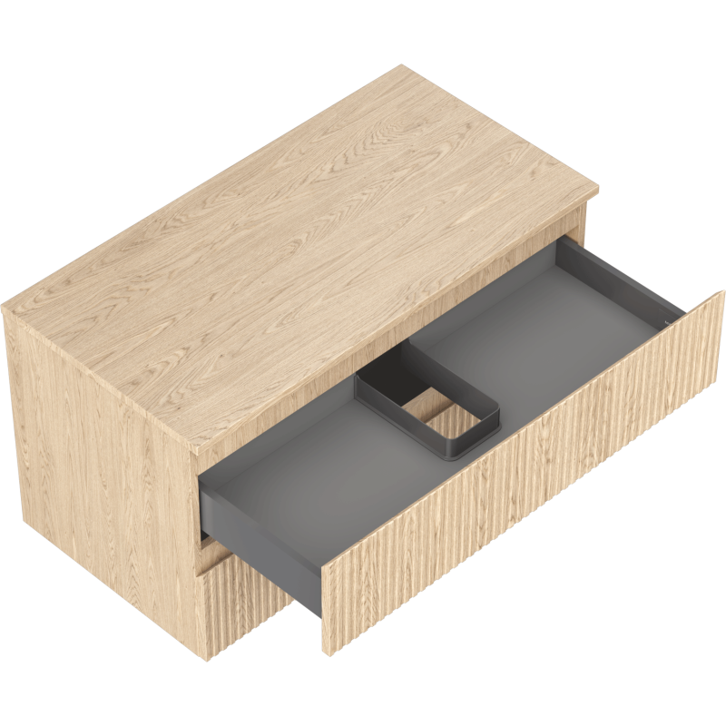 Mexen Rivel Badezimmer-Unterschrank 90 cm mit Arbeitsplatte, 2 Schubladen, geriffelt, Eiche - 91A20-09047-2-BFFC81