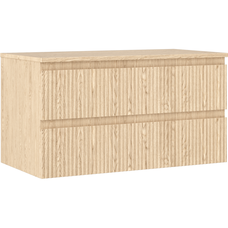 Mexen Rivel Badezimmer-Unterschrank 90 cm mit Arbeitsplatte, 2 Schubladen, geriffelt, Eiche - 91A20-09047-2-BFFC81
