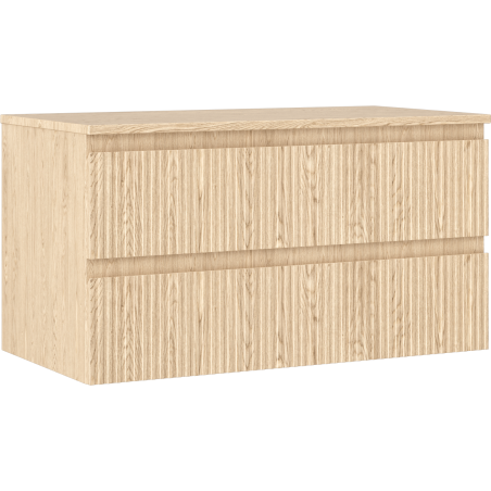 Mexen Rivel Badezimmer-Unterschrank 90 cm mit Arbeitsplatte, 2 Schubladen, geriffelt, Eiche - 91A20-09047-2-BFFC81