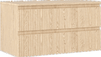 Mexen Rivel Badezimmer-Unterschrank 90 cm mit Arbeitsplatte, 2 Schubladen, geriffelt, Eiche - 91A20-09047-2-BFFC81
