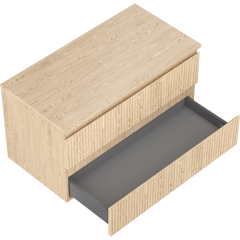 Mexen Rivel Badezimmer-Unterschrank 90 cm mit Arbeitsplatte, 2 Schubladen, geriffelt, Eiche - 91A20-09047-2-BFFC81