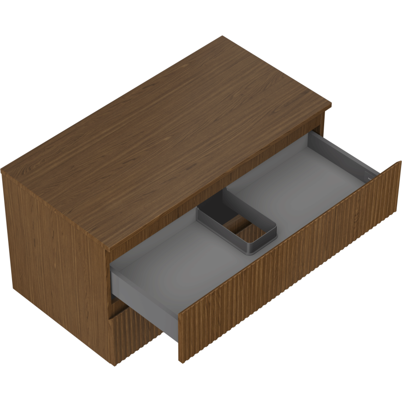 Mexen Rivel Badezimmerunterschrank 90 cm mit Arbeitsplatte, 2 Schubladen, geriffelt, Walnuss - 91A20-09047-2-BFFC86