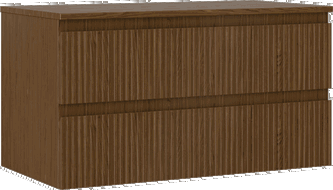 Mexen Rivel Badezimmerunterschrank 90 cm mit Arbeitsplatte, 2 Schubladen, geriffelt, Walnuss - 91A20-09047-2-BFFC86