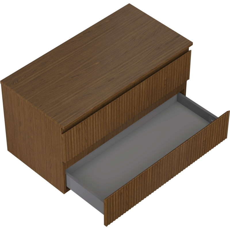 Mexen Rivel Badezimmerunterschrank 90 cm mit Arbeitsplatte, 2 Schubladen, geriffelt, Walnuss - 91A20-09047-2-BFFC86