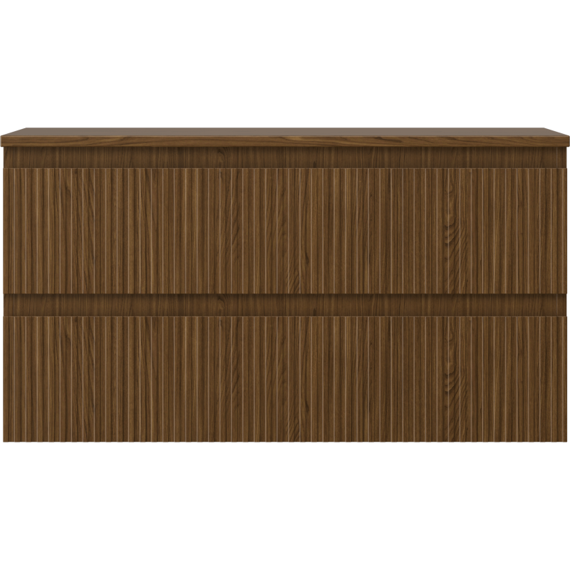 Mexen Rivel Badezimmerunterschrank 90 cm mit Arbeitsplatte, 2 Schubladen, geriffelt, Walnuss - 91A20-09047-2-BFFC86