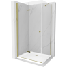 Mexen Lima faltbare Duschkabine 80 x 70 cm, transparent, gold + Flat Duschwanne - 856-080-070-50-00-4010